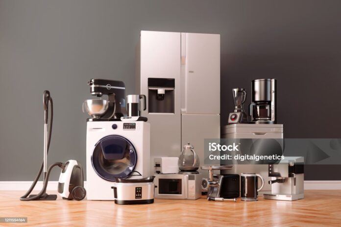 3d render of home appliances collection set